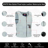 Men White Bullet Proof Style Leather Vest For Bikers Club - HighwayLeather