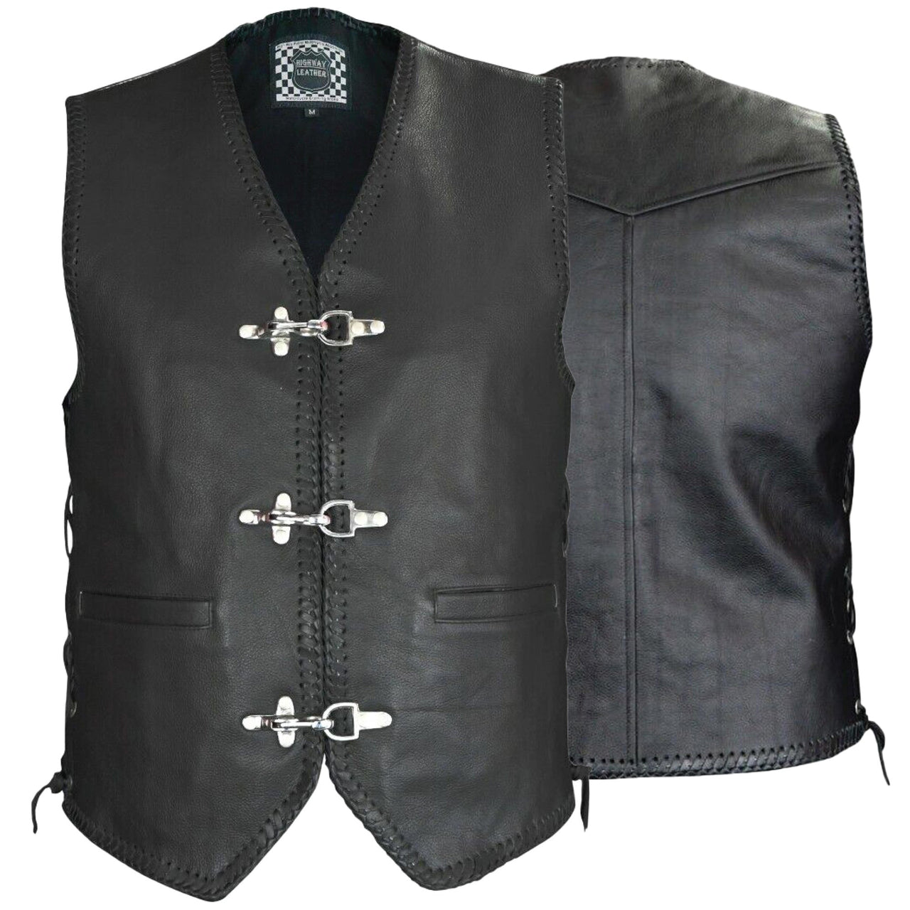 Highway Leather Heavy Metal Rocker Braid Waistcoat Motorcycle Vest SKU # HL11650 - HighwayLeather