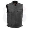 SOA Men's Leather Vest Anarchy Motorcycle Biker Club Concealed Carry Side Lace - HighwayLeather