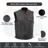 SOA Men's Leather Vest Anarchy Motorcycle Biker Club Concealed Carry Side Lace - HighwayLeather