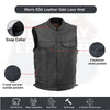 SOA Men's Leather Vest Anarchy Motorcycle Biker Club Concealed Carry Side Lace - HighwayLeather