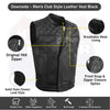 MEN BLACK CROSS STITCH VEST BUFFALO LEATHER HL11693SPT - HighwayLeather