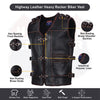 Mens Genuine Cow Leather Heavy Metal Zipper Buckled Rocker Braided Vest-11649BRN/11699 Rocker biker Waistcoat - HighwayLeather