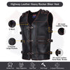 Mens Genuine Cow Leather Heavy Metal Zipper Buckled Rocker Braided Vest-11649BRN/11699 Rocker biker Waistcoat - HighwayLeather