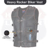 Mens Genuine Cow Leather Heavy Metal Zipper Buckled Rocker Braided Vest-11649BRN/11699 Rocker biker Waistcoat - HighwayLeather