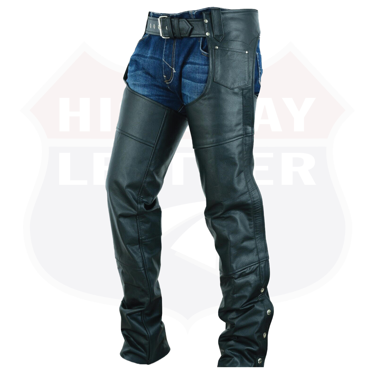 Basic Classic Style Leather Motorcycle Chap for Motorcycle Riding Plain Easy Fit - HighwayLeather