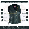 Women's Lace up side leather motorcycle vest NKD - HighwayLeather