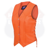 Orange Leather - Women motorcycle Vest Biker Club Concealed Carry 14501ORANGE - HighwayLeather