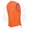 Orange Leather - Women motorcycle Vest Biker Club Concealed Carry 14501ORANGE - HighwayLeather