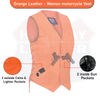 Orange Leather - Women motorcycle Vest Biker Club Concealed Carry 14501ORANGE - HighwayLeather