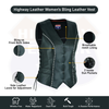 Rhinestone Leather - Women motorcycle vest Bling detail - HighwayLeather