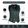 Rhinestone Leather - Women motorcycle vest Bling detail - HighwayLeather