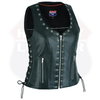 Women's Eyelet  Leather Vest - Longer Length - HighwayLeather