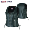 Women's Eyelet  Leather Vest - Longer Length - HighwayLeather