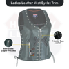 Women's Eyelet Leather Vest - Longer Length - HighwayLeather