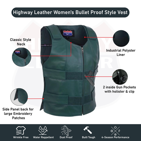 HL14945Hunter H-GREEN Green Emerald Green Women Bullet Proof