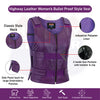 WOMEN PURPLE BULLET PROOF LEATHER VEST - PURPLE Shade # 53 - HighwayLeather