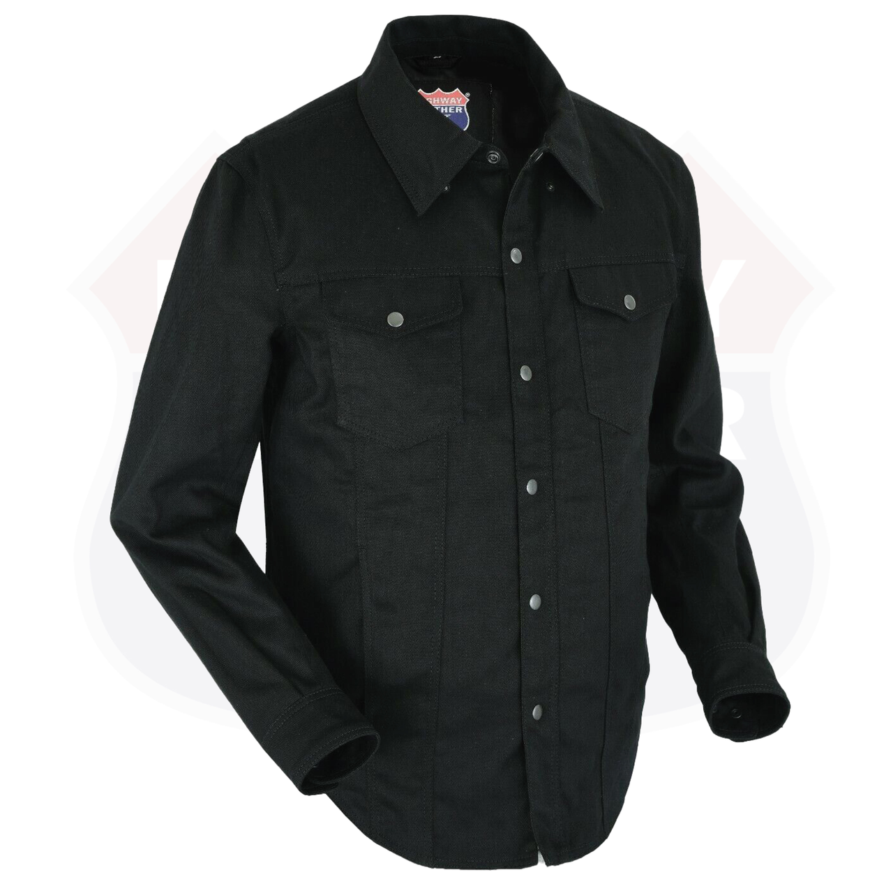 Biker Denim Club Style Anarchy Twill Shirt Conceal Carry Gun pocket SKU#21403 - HighwayLeather