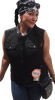 Womens Black Denim Motorcycle Vest - HighwayLeather