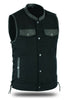 Men's Motorcycle Denim OUTLAW SOA Club Style Vest Gun Pockets Biker #21685/Side - HighwayLeather