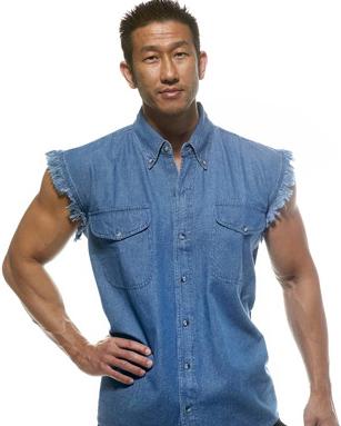 Biker denim cutoff sleeve shirt - Blue - HighwayLeather