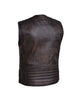 Men's Montana Brown Premium Motorcycle Leather Vest - HighwayLeather