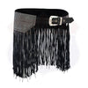 Women Leather Tassel Bling Hip Belt for Vintage Western Design Black Waist Belt - HighwayLeather