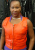 WOMEN ORANGE BULLET PROOF LEATHER VEST - HighwayLeather