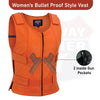 WOMEN ORANGE BULLET PROOF LEATHER VEST - HighwayLeather