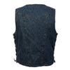 Men's 10 Pocket Side Lace Denim Vest - HighwayLeather