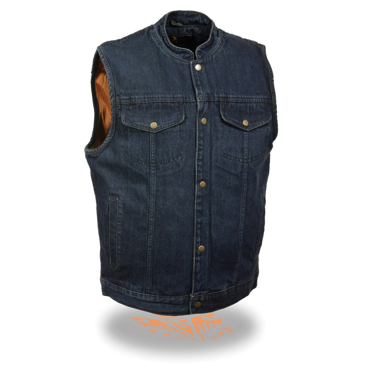 Men's Snap Front Denim Club Vest w/ Gun Pocket - HighwayLeather