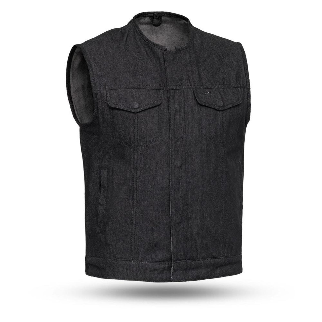 Haywood - Black Denim Men's Motorcycle Vest - HighwayLeather