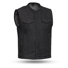 Haywood - Black Denim Men's Motorcycle Vest - HighwayLeather