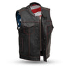 Born Free - Men's Motorcycle Leather Vest (Red Stitch) - HighwayLeather