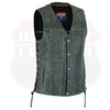 GRAY Straight bottom Gun pocket leather vest - HighwayLeather