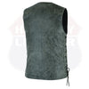 GRAY Straight bottom Gun pocket leather vest - HighwayLeather