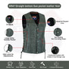 GRAY Straight bottom Gun pocket leather vest - HighwayLeather