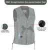 GRAY Straight bottom Gun pocket leather vest - HighwayLeather