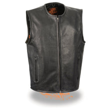 Men's Zipper Front Leather Vest w/ Seamless Design - HighwayLeather