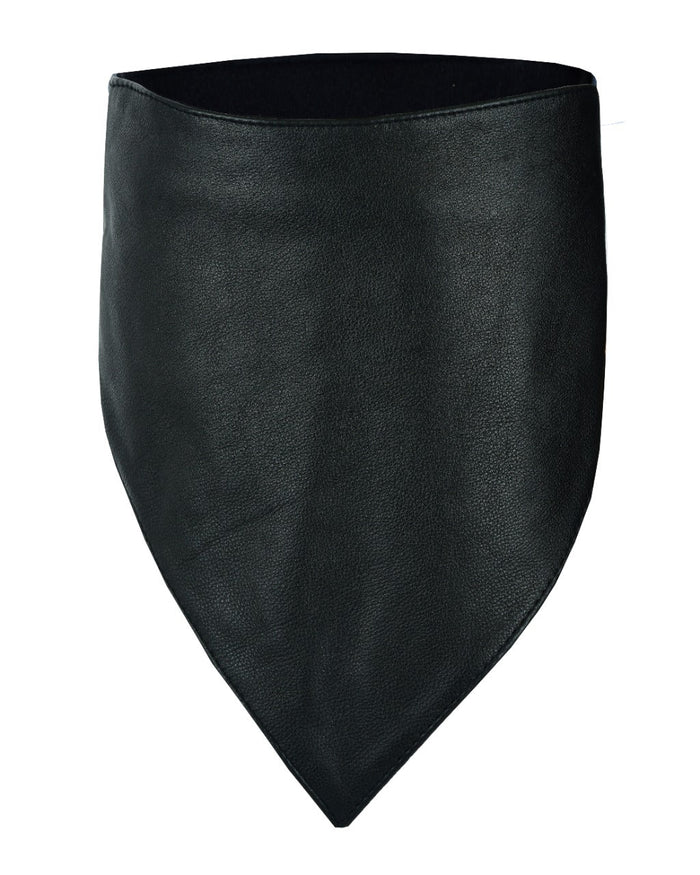 Buffalo Leather Gear black motorcycle half face mask made of natural buffalo leather, designed for face and neck protection from dust and wind.
