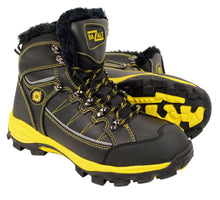 BAZALT-Men's Black & Yellow Water & Frost Proof Leather Boots w/ Faux Fur Lining-BLK/YELLOW-7 - HighwayLeather