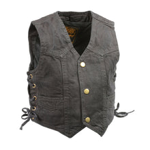 Kids Basic Denim Side Lace Four Snap Vest - HighwayLeather