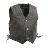 Kids Basic Denim Side Lace Four Snap Vest - HighwayLeather