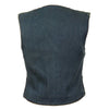Ladies Plain Side 3 Snap Front Denim Vest - HighwayLeather