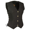 Ladies Side Lace 3 Snap Front Denim Vest - HighwayLeather