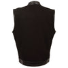 Men's Denim Club Vest w/ Leather Trim & Hidden Zipper - HighwayLeather