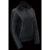 Women Black 3/4 Hooded Leather Jacket with Side Stetch Fit - HighwayLeather
