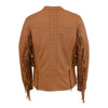 Ladies Saddle Tan Lightweight Scuba Racer Jacket w/ Fringe - HighwayLeather