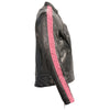 Ladies Lightweight Black Racer Jacket w/ Crinkled Arm Detailing - HighwayLeather
