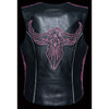 Ladies Snap Front Vest w/ Phoenix Studding & Embroidery - HighwayLeather